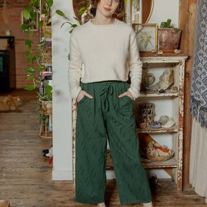 Fae Drawstring Pant - Diamond Vine Dark Sage - 图片 1