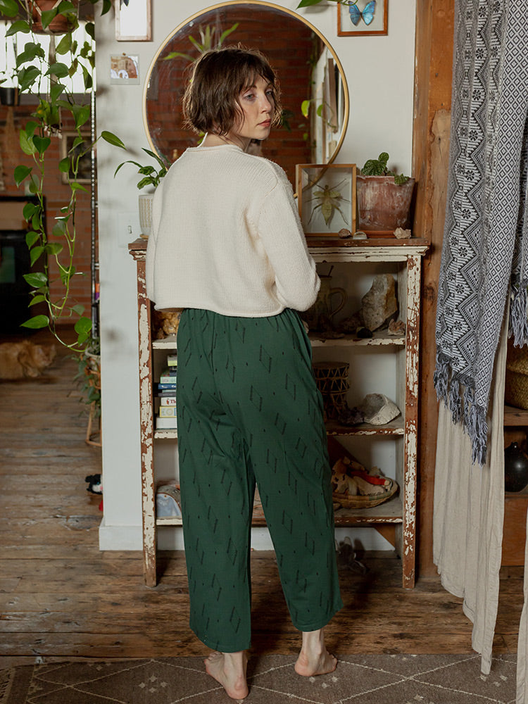 Fae Drawstring Pant - Diamond Vine Dark Sage - 图片 2