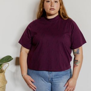 Eve Plus Size Top - Diamond Vine Dark Purple - Image 2