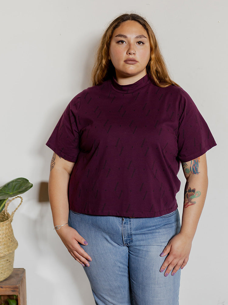 Eve Plus Size Top - Diamond Vine Dark Purple - Image 2