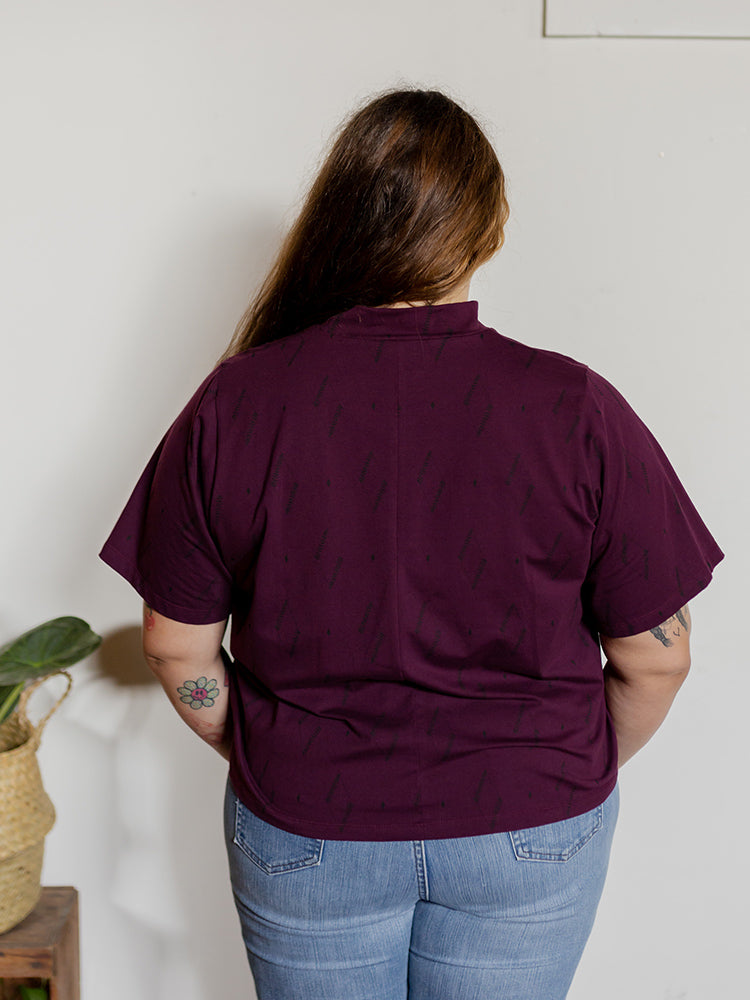 Eve Plus Size Top - Diamond Vine Dark Purple - Image 4