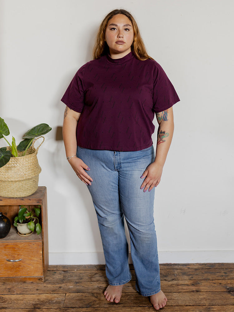 Eve Plus Size Top - Diamond Vine Dark Purple - Image 5