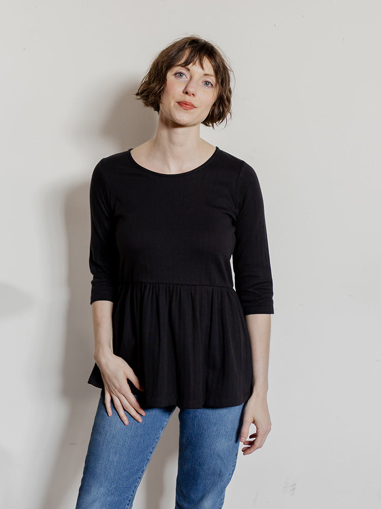 Paloma Top - Black Rib Knit - Image 1