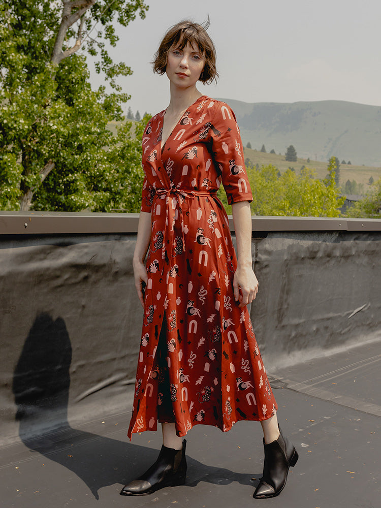 Aditi Wrap Dress - Modern Objects Cranberry - Image 1