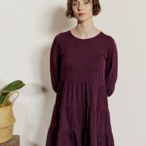 Bellini Long Sleeve Dress - Diamond Vine Dark Purple - Image 4