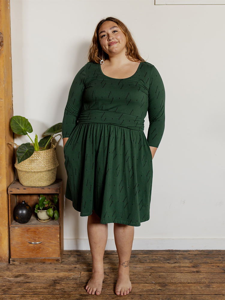 Novela Plus Size Dress - Diamond Vine Dark Sage - Image 1