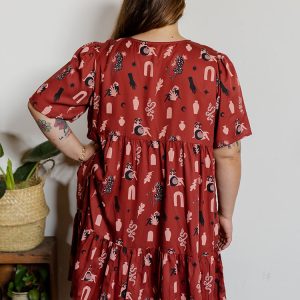 Adelaide Tiered Plus Size Mini Dress - Modern Objects Cranberry - Image 3
