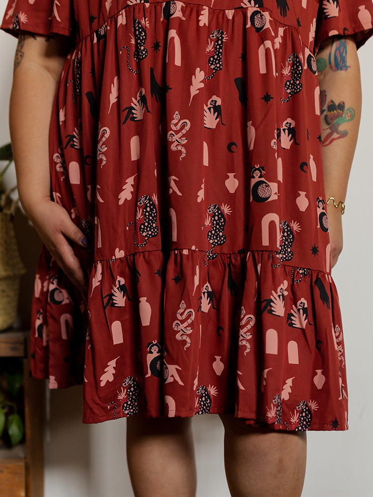 Adelaide Tiered Plus Size Mini Dress - Modern Objects Cranberry - Image 5