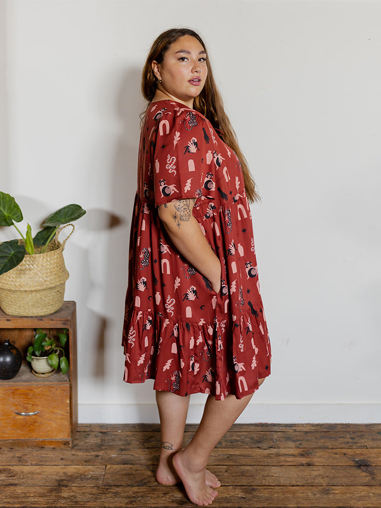 Adelaide Tiered Plus Size Mini Dress - Modern Objects Cranberry - Image 2