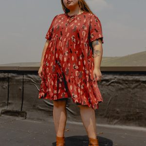 Adelaide Tiered Plus Size Mini Dress - Modern Objects Cranberry - Image 6