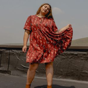 Adelaide Tiered Plus Size Mini Dress - Modern Objects Cranberry - Image 1