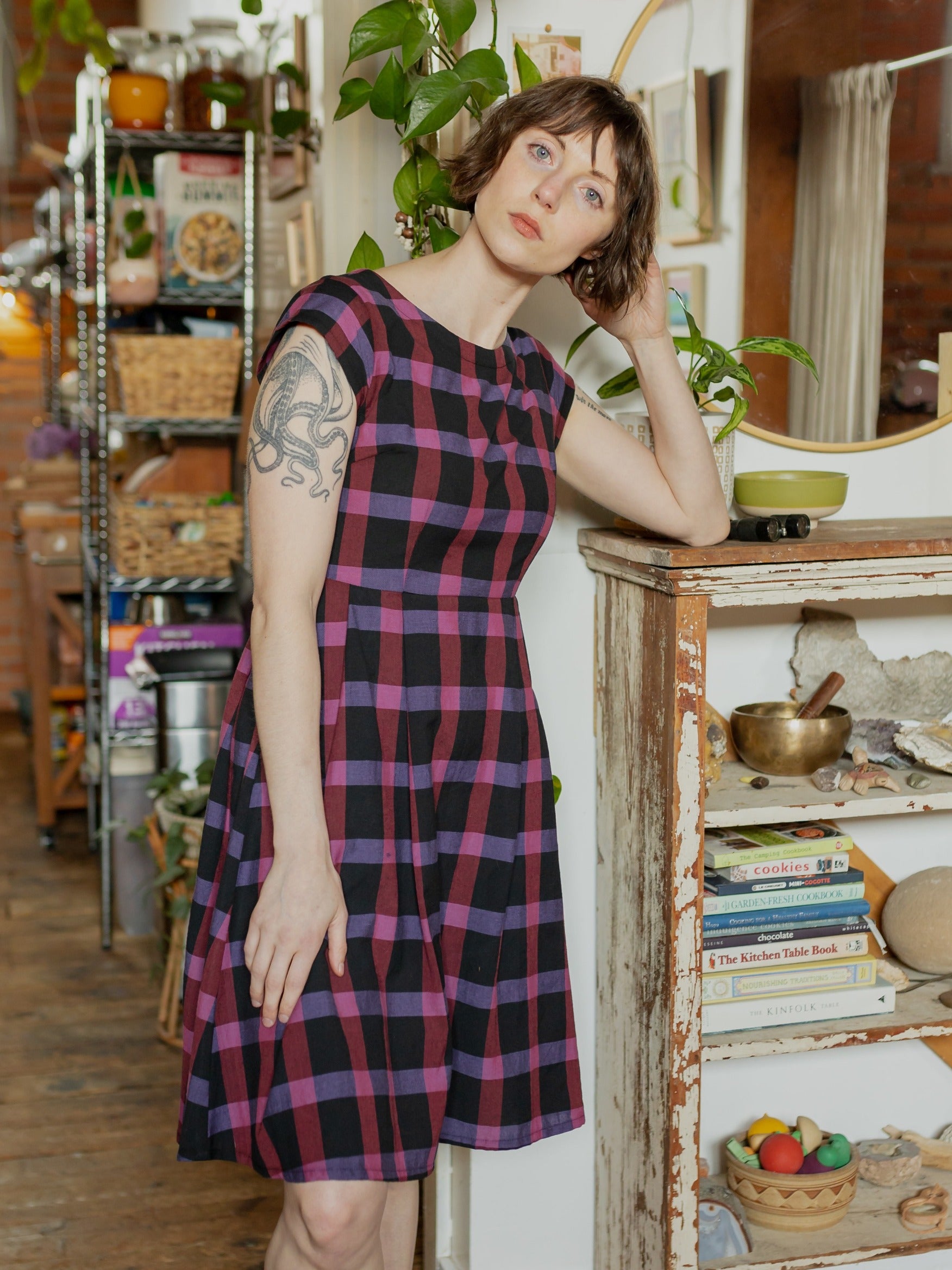 Devonshire Dress - Ultra Violet Plaid - 图片 2