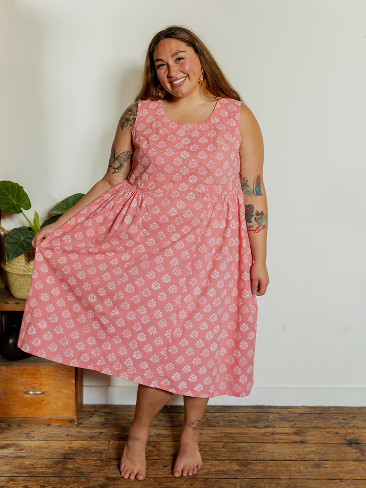 Melody Plus Size Midi Dress - Floral Stamp Rose - Image 1