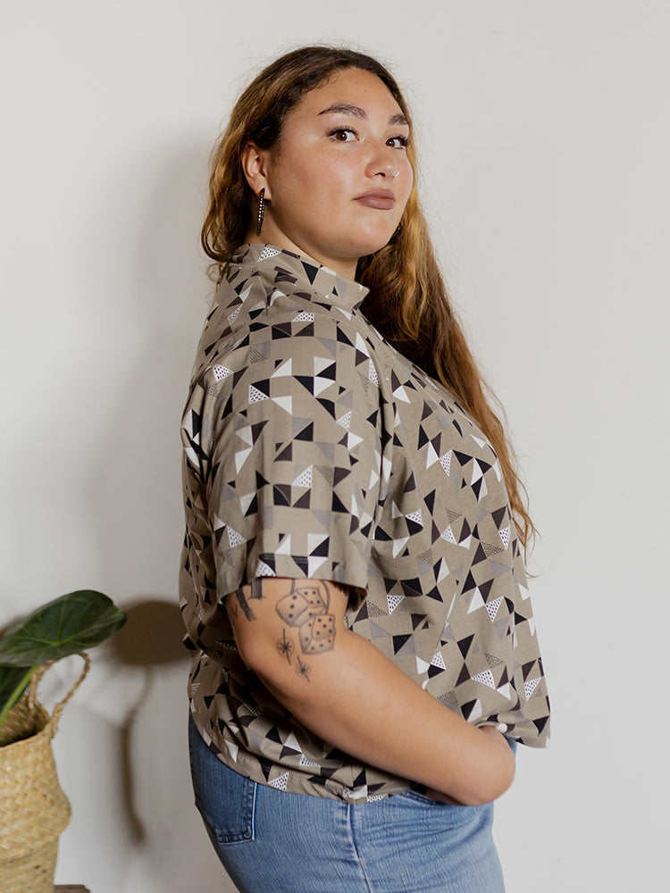 Eve Plus Size Top - Monochrome Quilt - Image 1