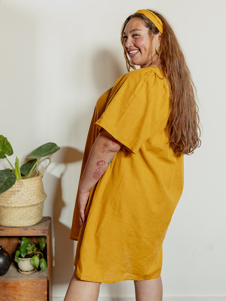 Alexis Plus Size Mini Dress - Turmeric - Image 2