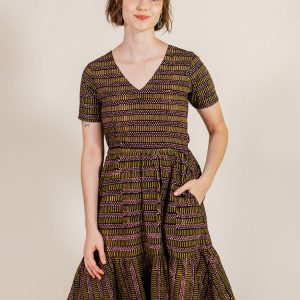 Lydia Dress - Dots And Dashes Yellow - Image 1