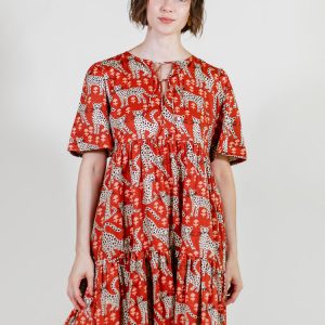 Adelaide Tiered Mini Dress - Poppy Leopard - Image 1