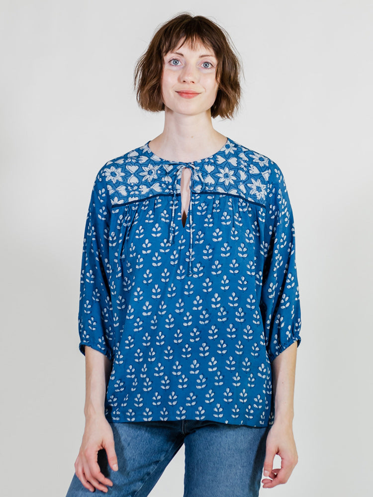 Devi Blouse - Indigo Mix - Image 1
