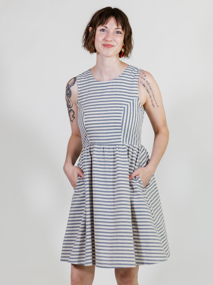 Nadiya Dress - Pinstripe Blue - 图片 3