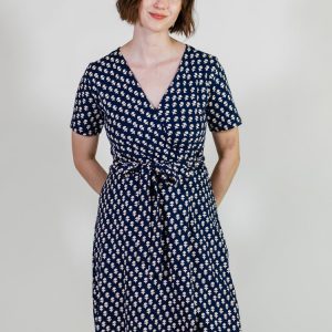 Katie Wrap Dress - Micro Floral Navy - Image 2