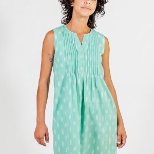 Pintucked Away Dress - Aqua Ikat - 图片 2
