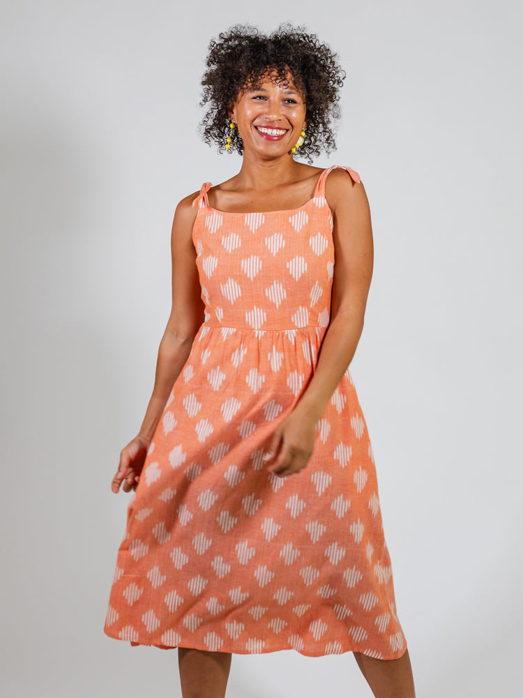 Provence Midi Dress - Peach Ikat - 图片 6