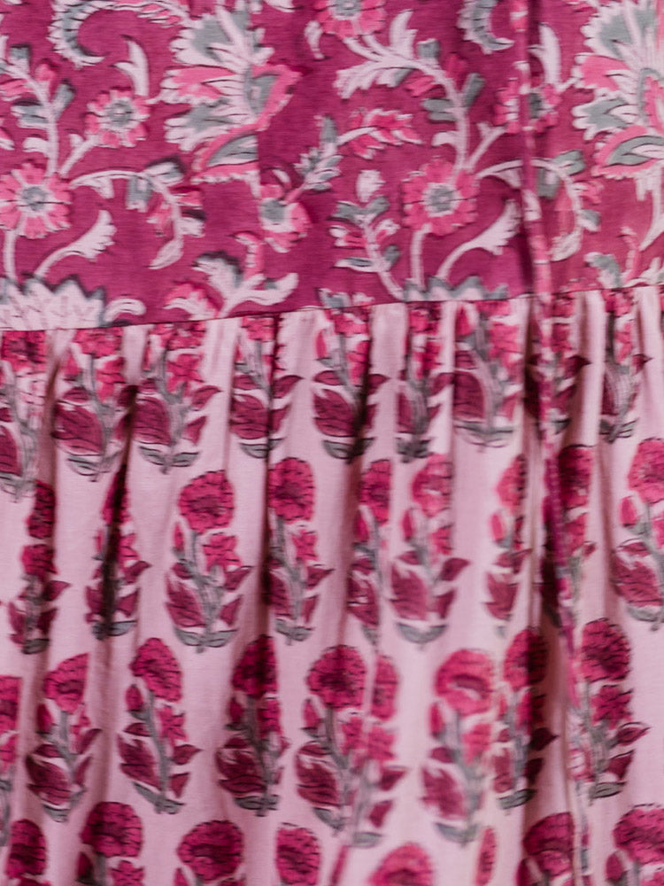 Thais Tiered Sleeveless Plus Size Dress - Magenta Vine Floral - Image 5