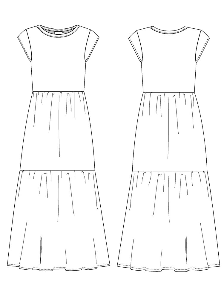 Tiered Jersey Plus Size Dress - Micro Floral Red - Image 4