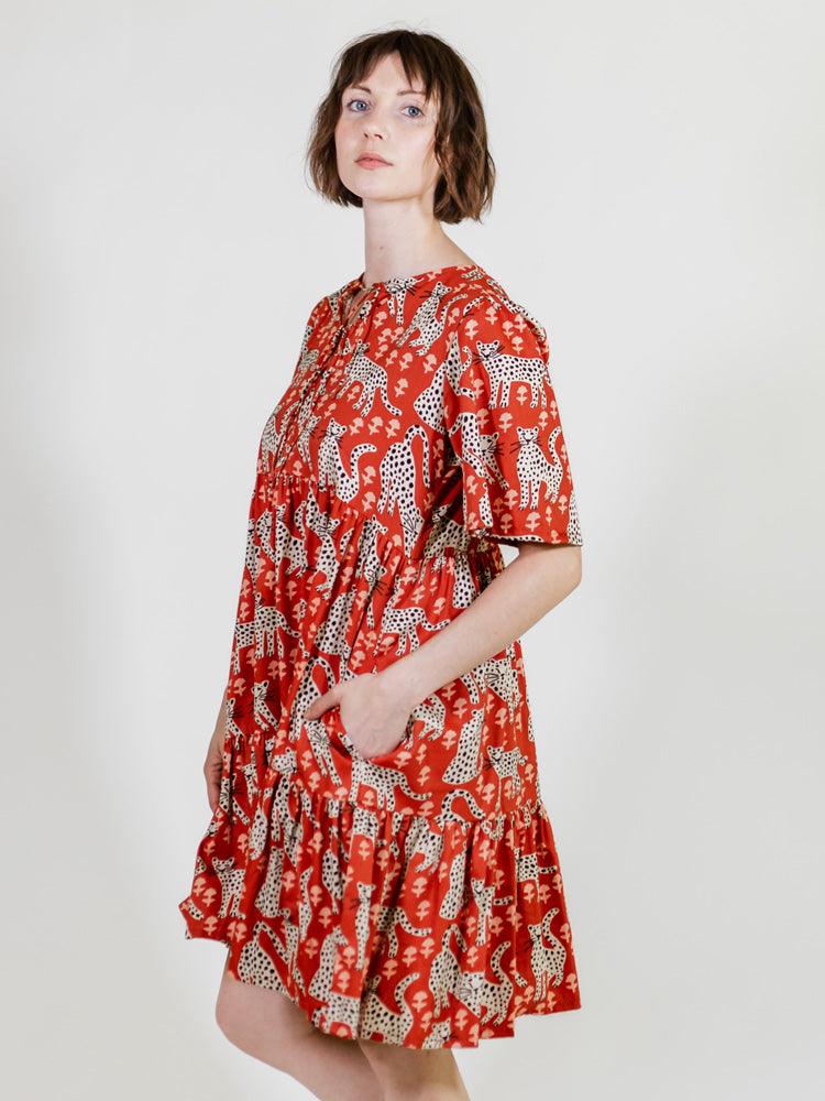 Adelaide Tiered Mini Dress - Poppy Leopard - Image 3