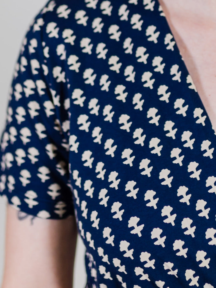 Katie Wrap Dress - Micro Floral Navy - Image 5