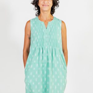 Pintucked Away Dress - Aqua Ikat - 图片 8