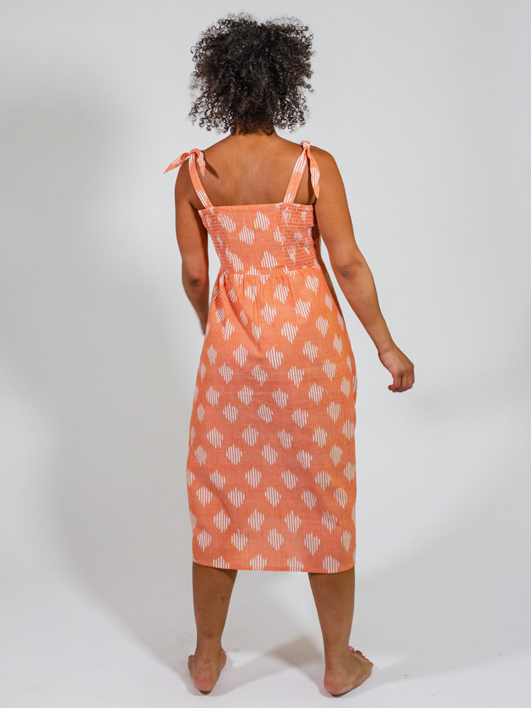 Provence Midi Dress - Peach Ikat - 图片 9