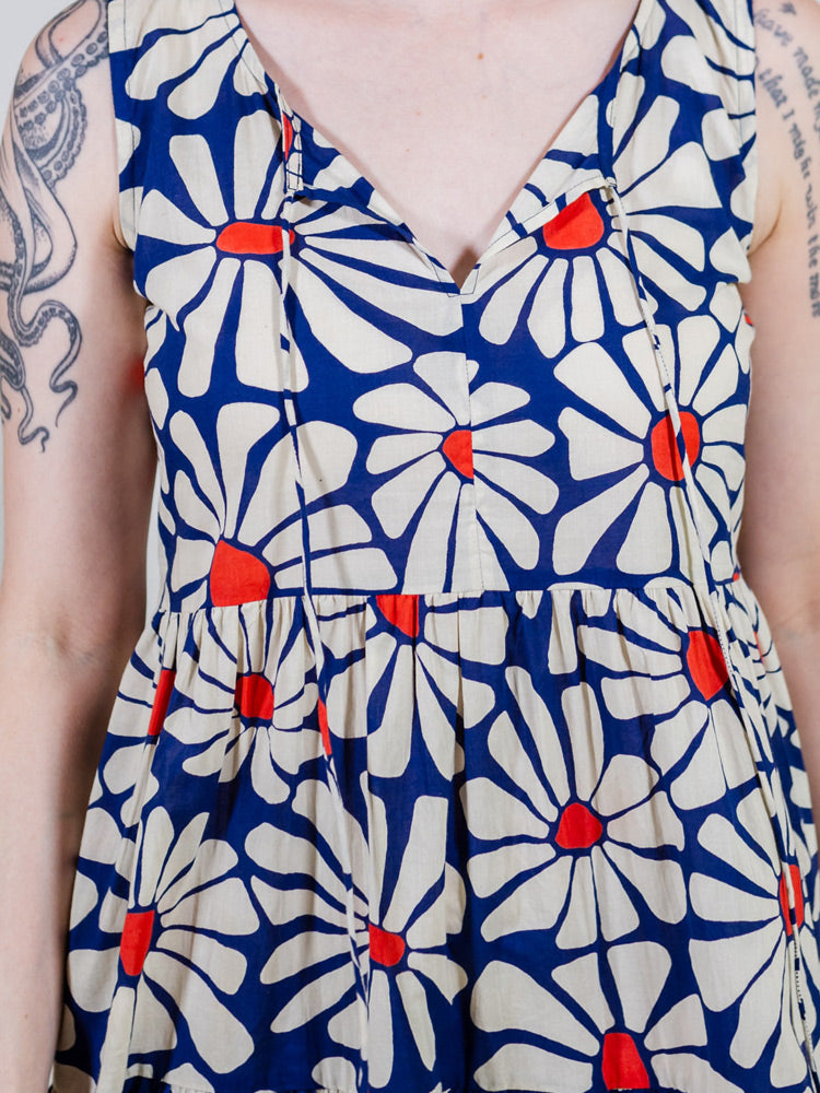 Thais Tiered Sleeveless Dress - Navy Floral - Image 4