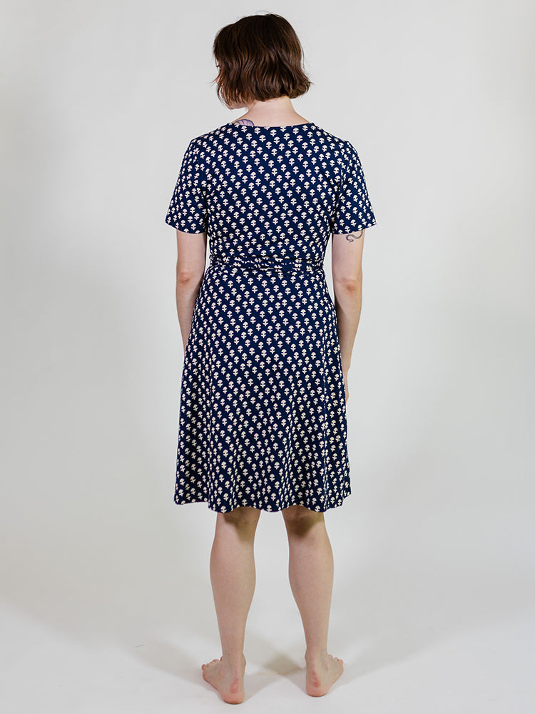 Katie Wrap Dress - Micro Floral Navy - Image 8