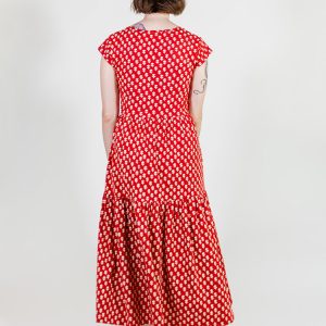 Tiered Jersey Dress - Micro Floral Red - Image 5