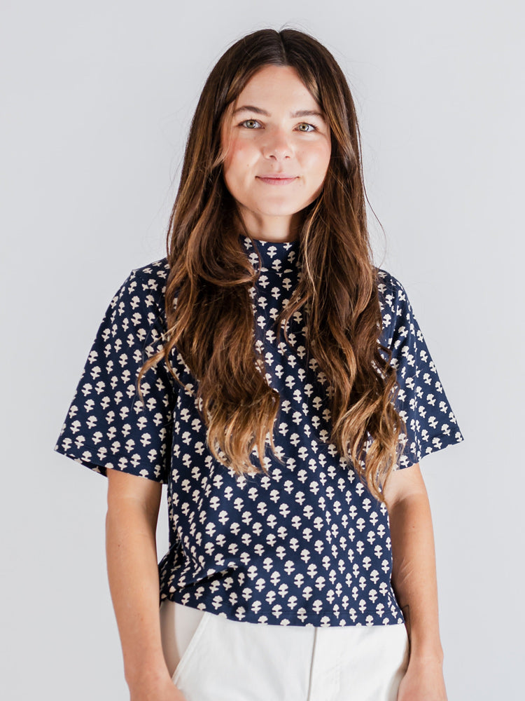 Eve Top - Micro Floral Navy - Image 1