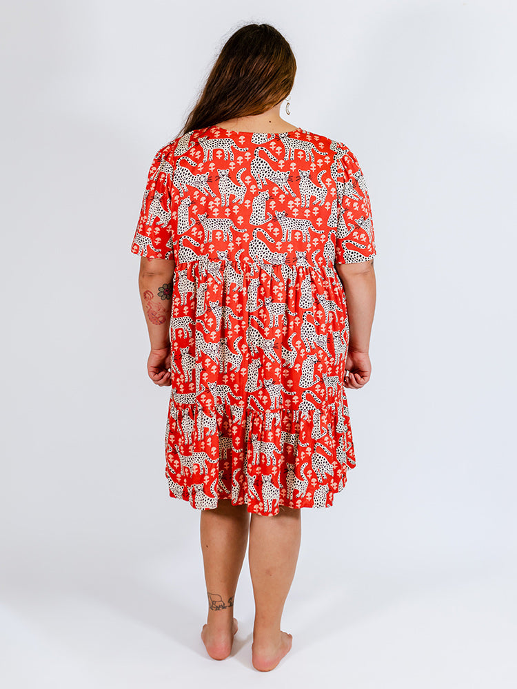 Adelaide Tiered Plus Size Mini Dress - Poppy Leopard - Image 3