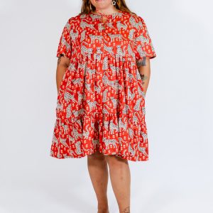 Adelaide Tiered Plus Size Mini Dress - Poppy Leopard - Image 1