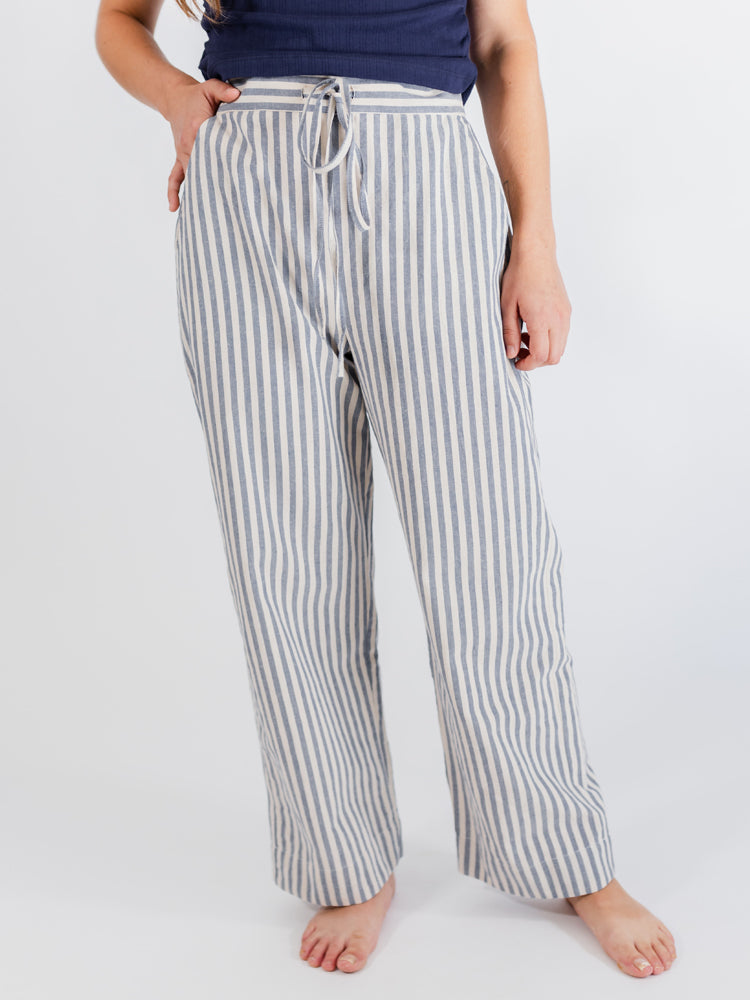 Emmy Drawstring Pant - Pinstripe Blue - 图片 7