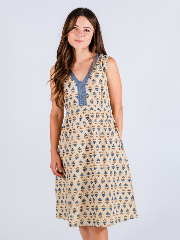 Jaya Sleeveless Dress - Blue Floral - Image 1