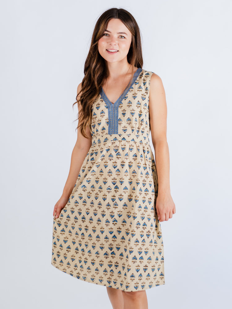 Jaya Sleeveless Dress - Blue Floral - Image 4