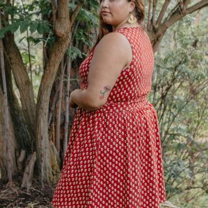 Asheville Plus Size Dress - Micro Floral Red - Image 2