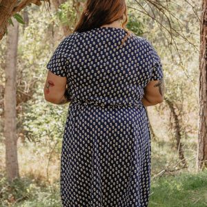 Katie Plus Size Wrap Dress - Micro Floral Navy - Image 3
