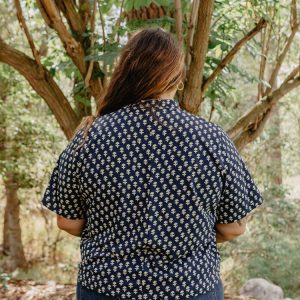Eve Plus Size Top - Micro Floral Navy - Image 3