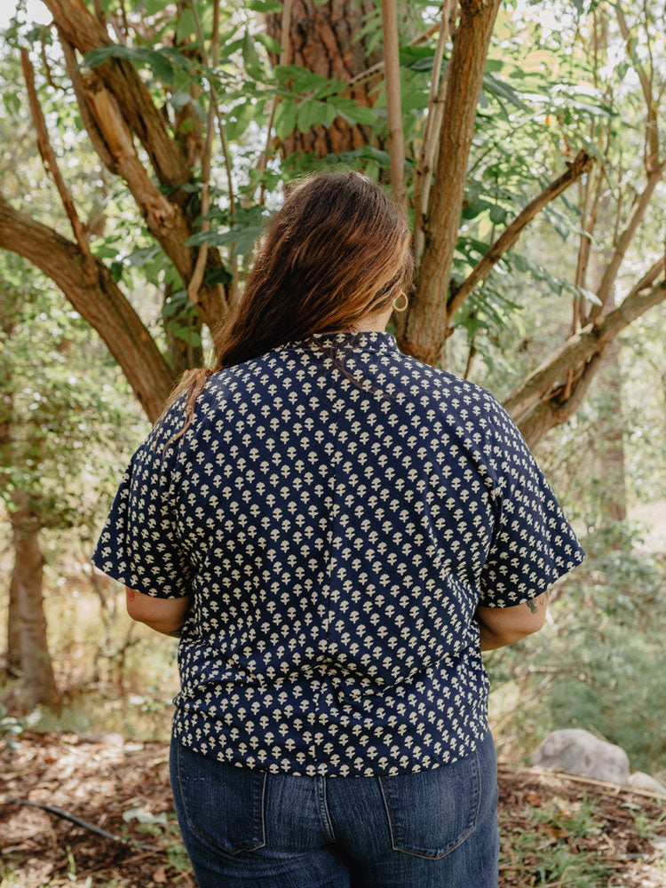 Eve Plus Size Top - Micro Floral Navy - Image 3