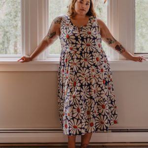 Thais Tiered Sleeveless Plus Size Dress - Navy Floral - Image 1