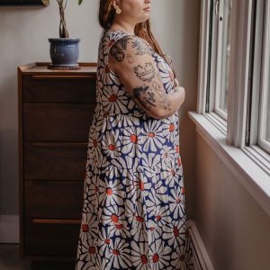 Thais Tiered Sleeveless Plus Size Dress - Navy Floral - Image 2