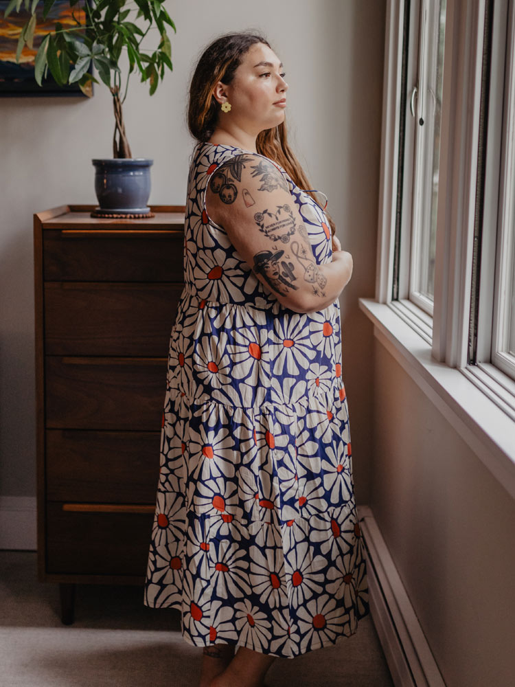 Thais Tiered Sleeveless Plus Size Dress - Navy Floral - Image 2