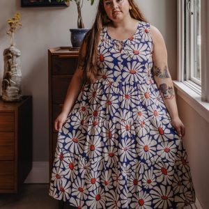 Thais Tiered Sleeveless Plus Size Dress - Navy Floral - Image 4