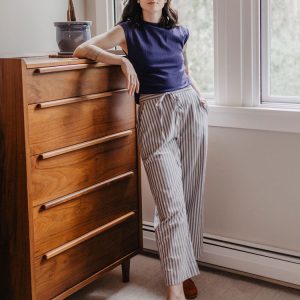 Ruched Top - Navy Rib Knit - Image 5